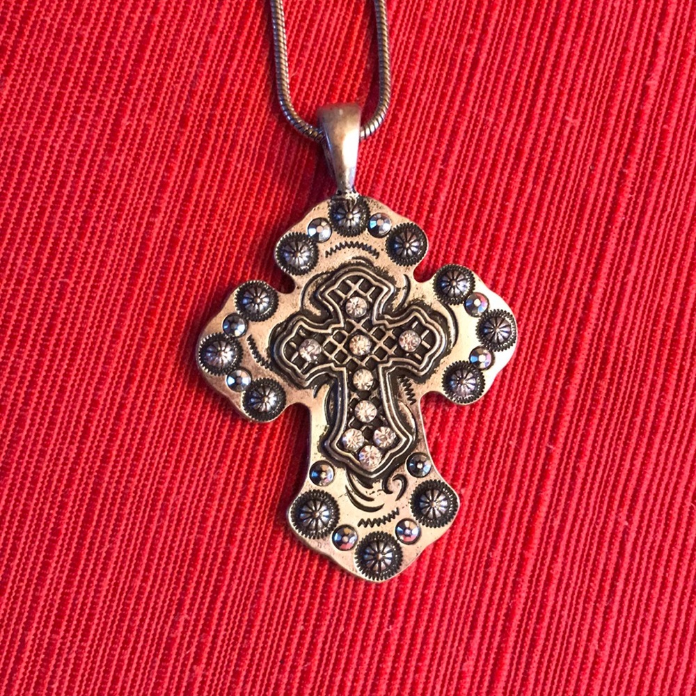 Vintage silver cross necklace